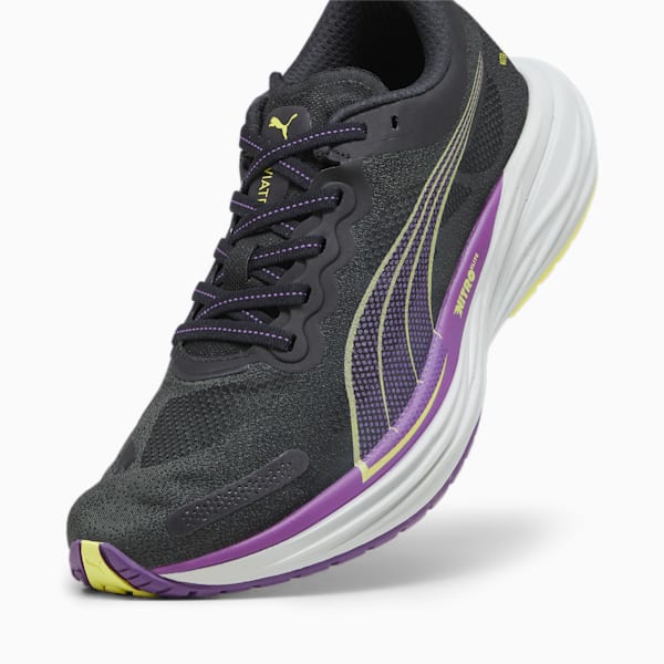 Tenis para correr Deviate NITRO™ 2 para mujer, PUMA Black-Purple Pop-Yellow Burst, extralarge